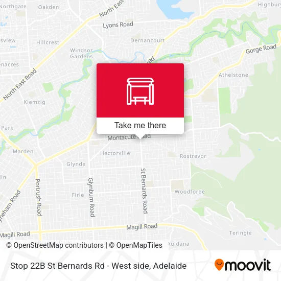 Stop 22B St Bernards Rd - West side map