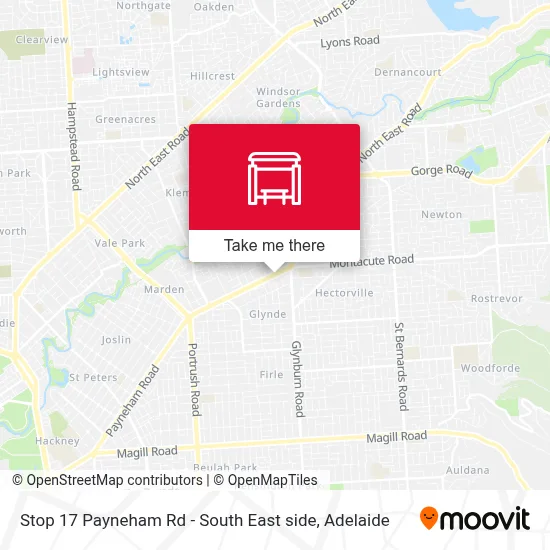 Stop 17 Payneham Rd - South East side map