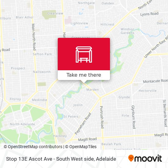 Stop 13E Ascot Ave - South West side map