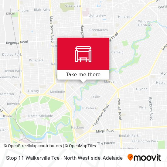 Stop 11 Walkerville Tce - North West side map