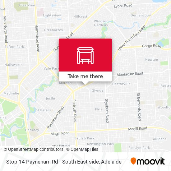 Stop 14 Payneham Rd - South East side map