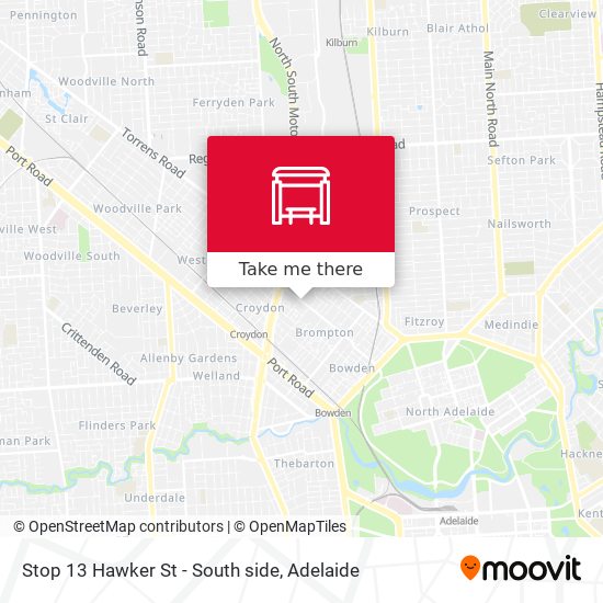 Stop 13 Hawker St - South side map