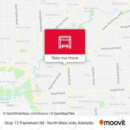 Stop 12 Payneham Rd - North West side map