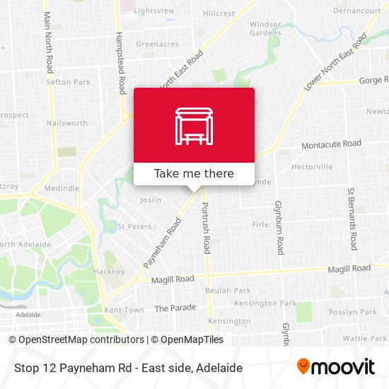 Stop 12 Payneham Rd - East side map