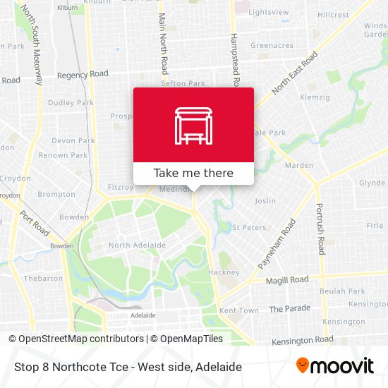 Stop 8 Northcote Tce - West side map