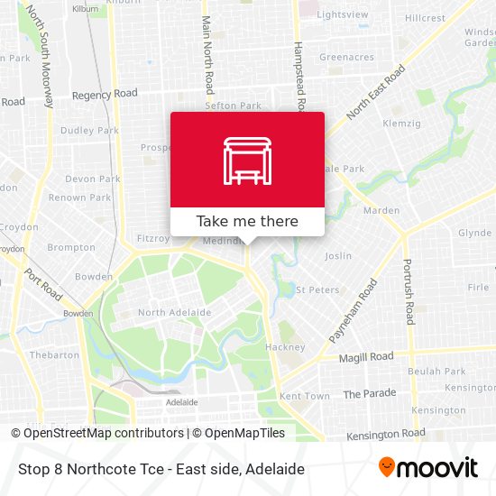 Stop 8 Northcote Tce - East side map