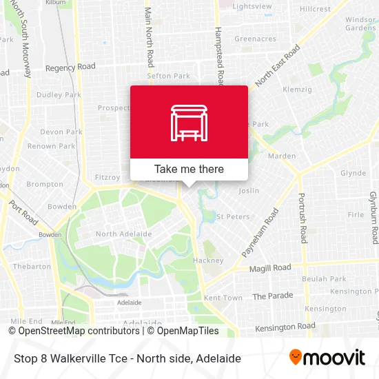 Mapa Stop 8 Walkerville Tce - North side