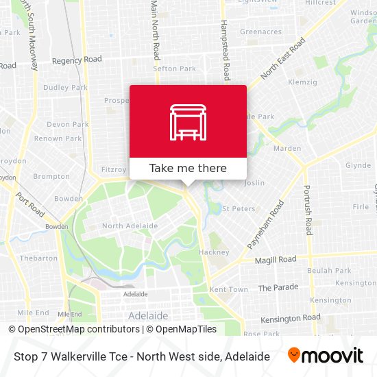 Stop 7 Walkerville Tce - North West side map