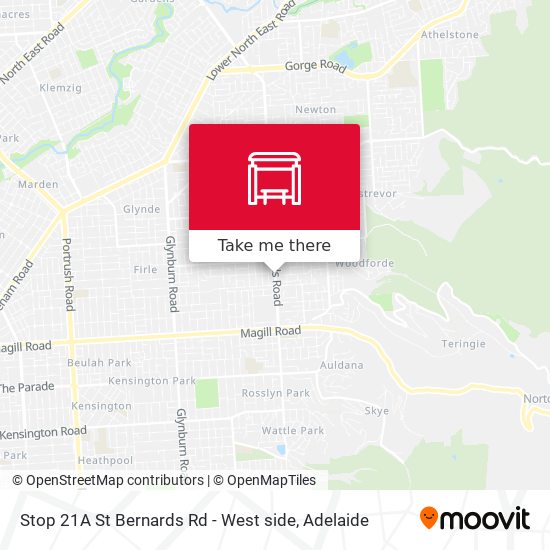 Stop 21A St Bernards Rd - West side map