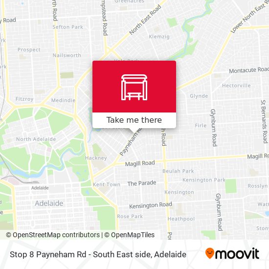 Stop 8 Payneham Rd - South East side map