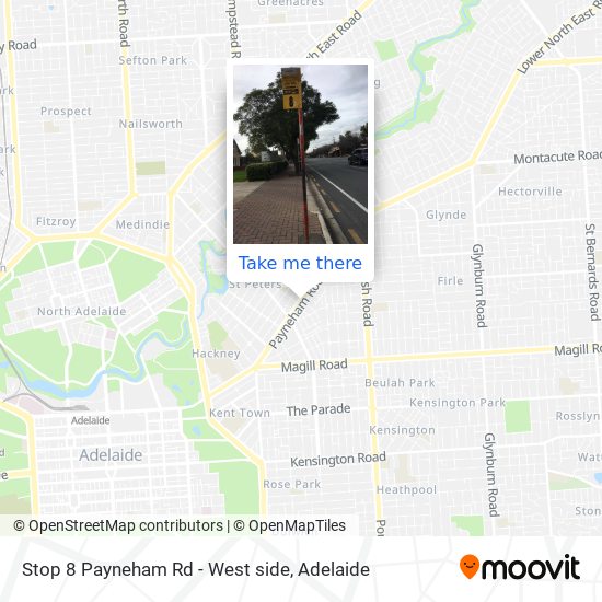 Stop 8 Payneham Rd - West side map