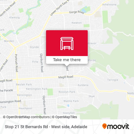 Stop 21 St Bernards Rd - West side map
