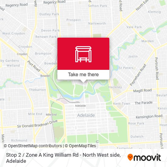 Stop 2 / Zone A King William Rd - North West side map