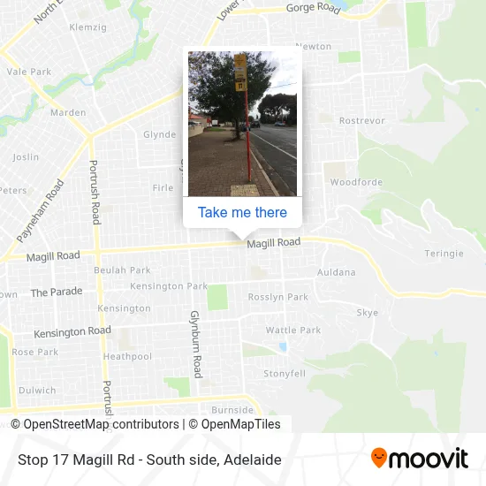 Stop 17 Magill Rd - South side map