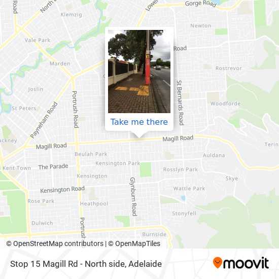 Stop 15 Magill Rd - North side map