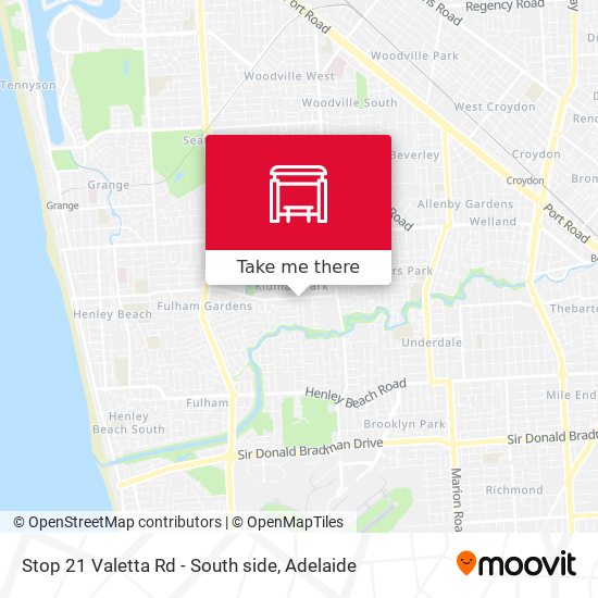 Stop 21 Valetta Rd - South side map