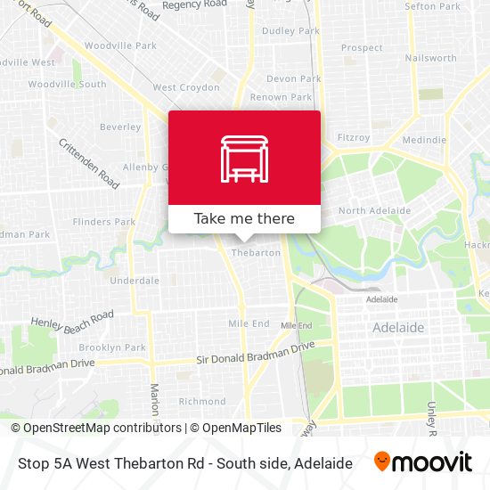 Stop 5A West Thebarton Rd - South side map