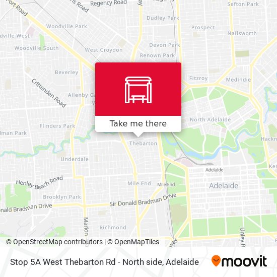 Stop 5A West Thebarton Rd - North side map