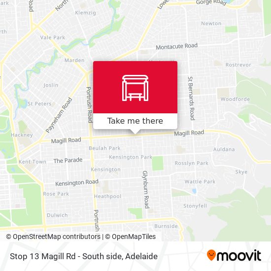 Mapa Stop 13 Magill Rd - South side