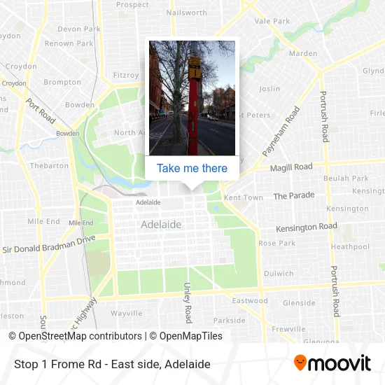 Stop 1 Frome Rd - East side map