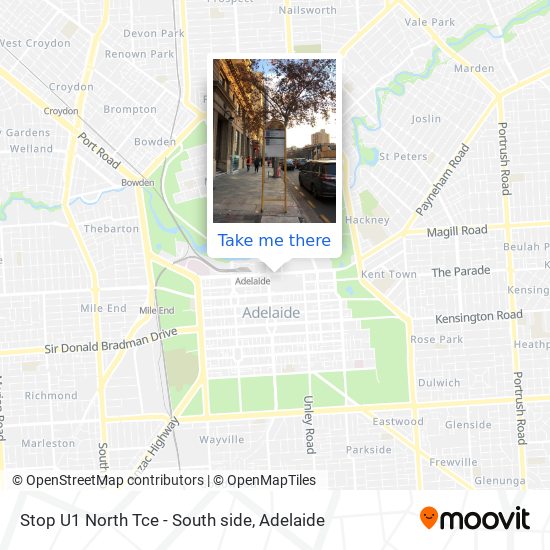 Stop U1 North Tce - South side map