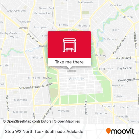 Stop W2 North Tce - South side map