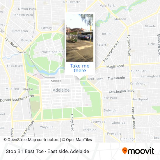 Stop B1 East Tce - East side map