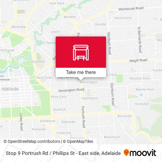 Mapa Stop 9 Portrush Rd / Phillips St - East side