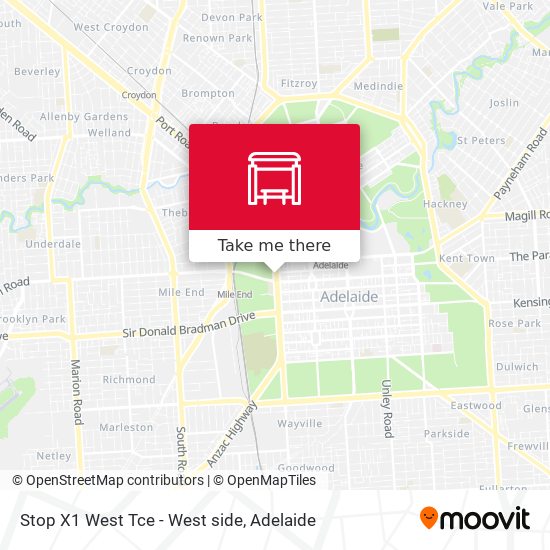 Stop X1 West Tce - West side map