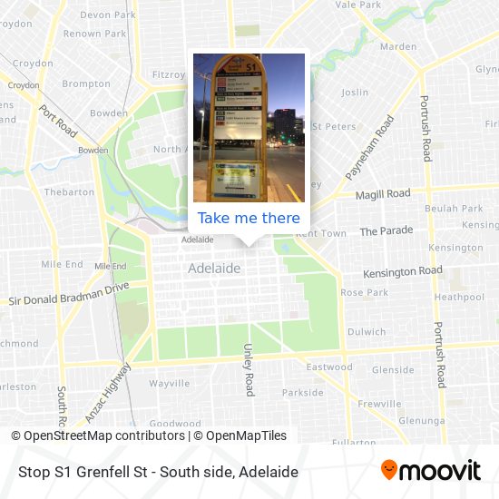 Stop S1 Grenfell St - South side map