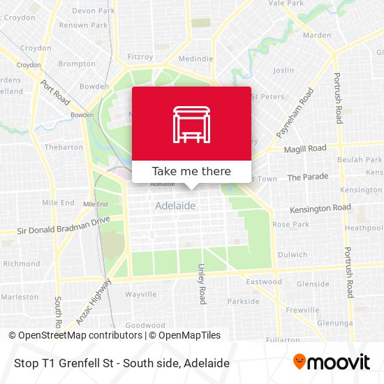 Stop T1 Grenfell St - South side map