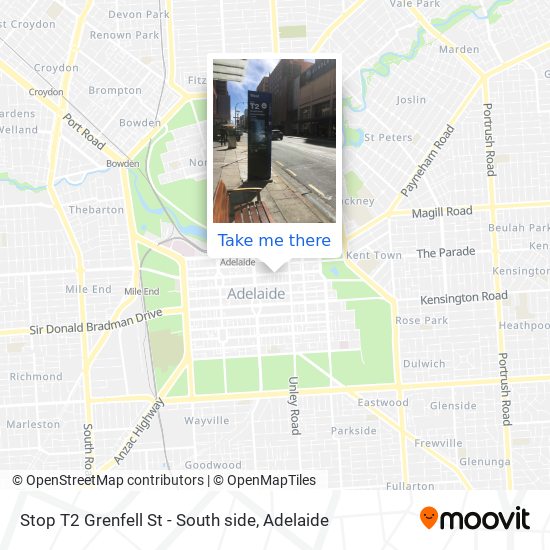 Stop T2 Grenfell St - South side map