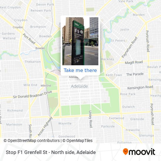 Stop F1 Grenfell St - North side map