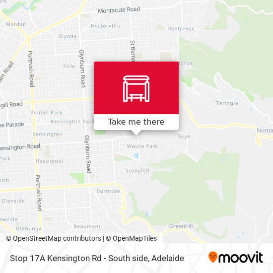 Stop 17A Kensington Rd - South side map