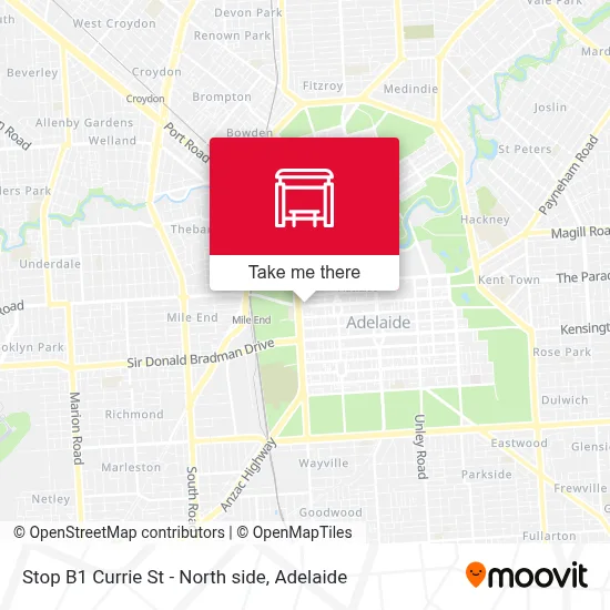Mapa Stop B1 Currie St - North side