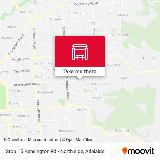 Stop 15 Kensington Rd - North side map