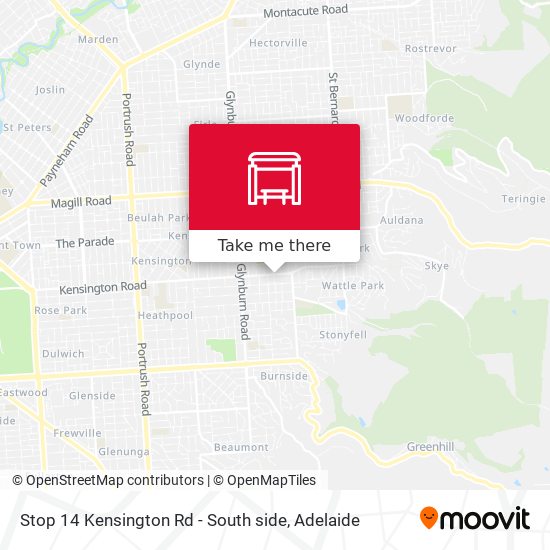 Stop 14 Kensington Rd - South side map