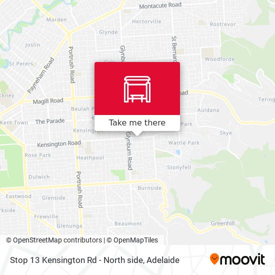 Stop 13 Kensington Rd - North side map