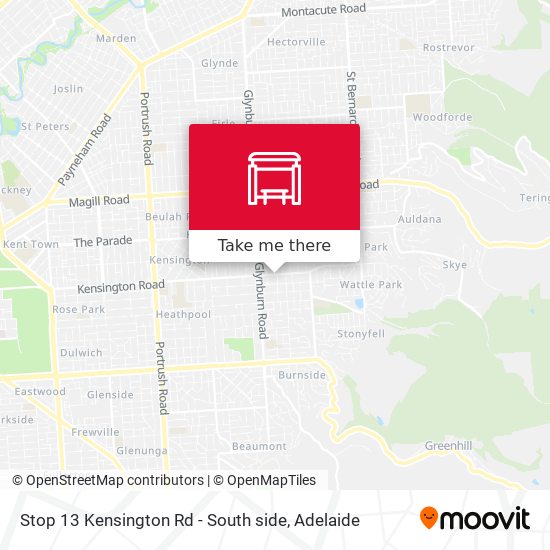 Stop 13 Kensington Rd - South side map