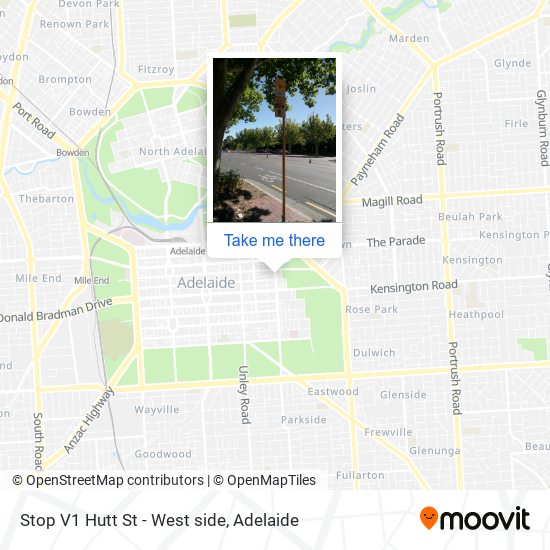 Stop V1 Hutt St - West side map