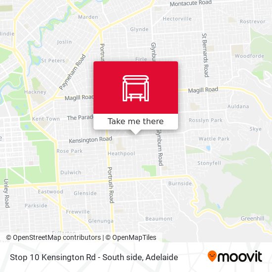 Stop 10 Kensington Rd - South side map