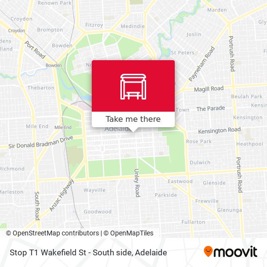 Mapa Stop T1 Wakefield St - South side