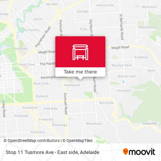 Stop 11 Tusmore Ave - East side map