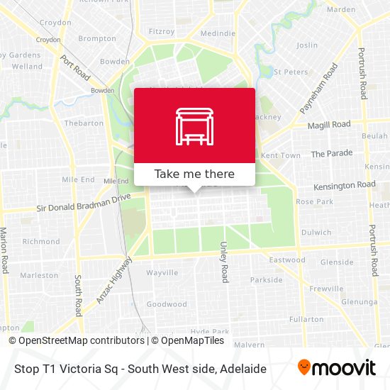 Stop T1 Victoria Sq - South West side map