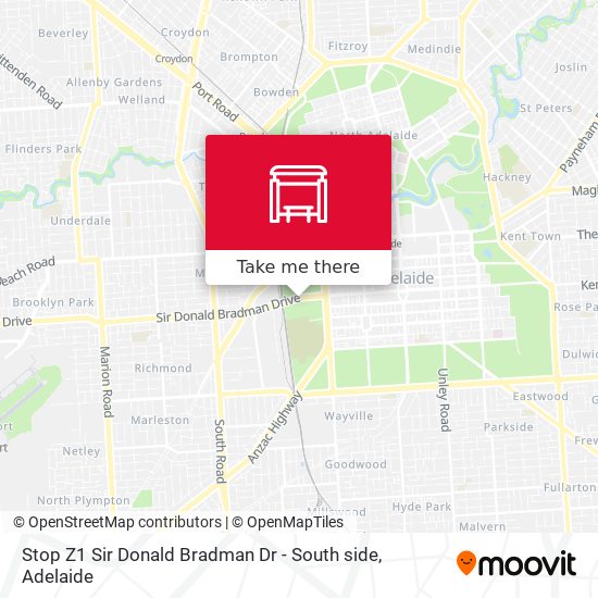 Stop Z1 Sir Donald Bradman Dr - South side map