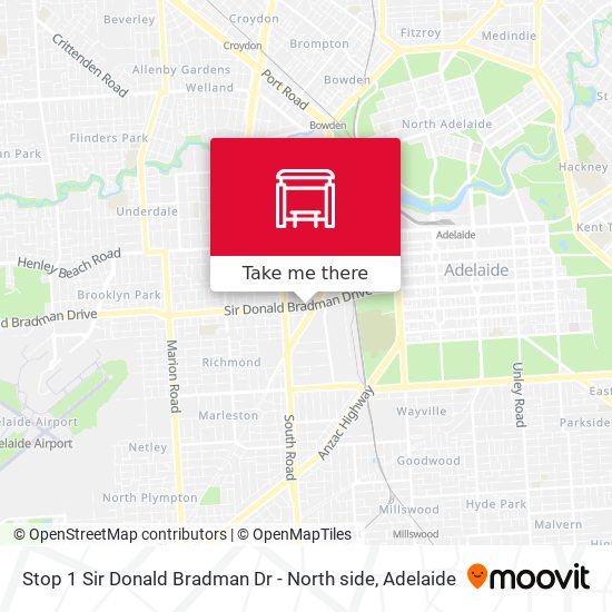 Stop 1 Sir Donald Bradman Dr - North side map