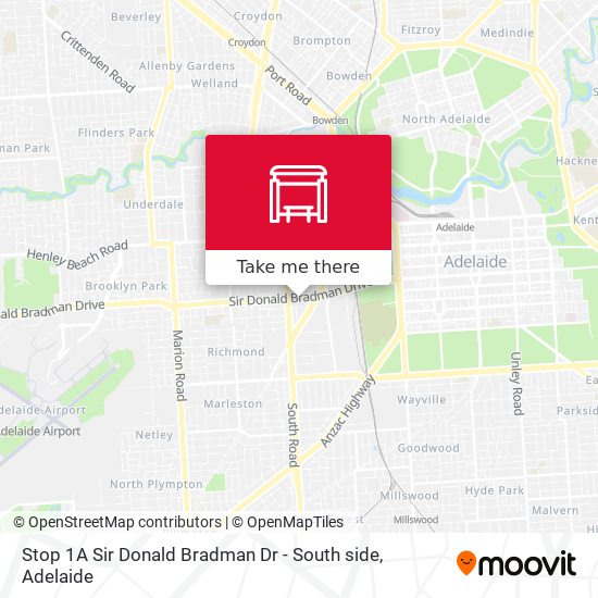 Mapa Stop 1A Sir Donald Bradman Dr - South side