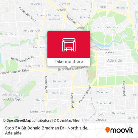 Stop 5A Sir Donald Bradman Dr - North side map