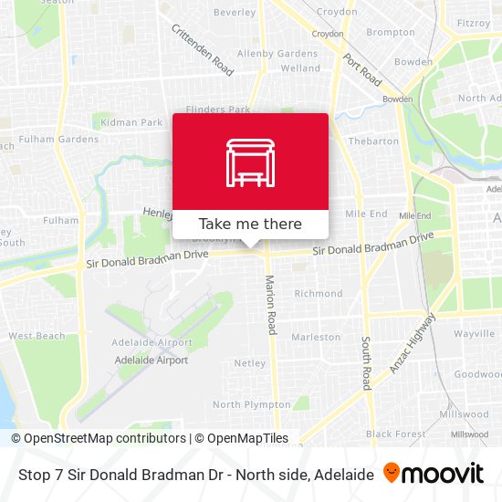 Stop 7 Sir Donald Bradman Dr - North side map