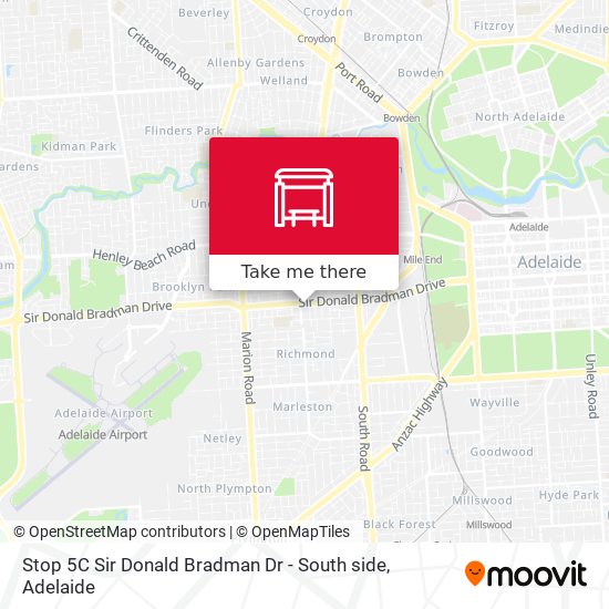 Stop 5C Sir Donald Bradman Dr - South side map